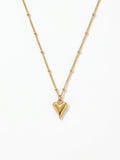 Gouden hartjes ketting van stainless steel met bolletjes detail, modern dames sieraad