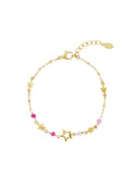Stylish Stainless Steel Star Charm Bracelet - Pink & Green