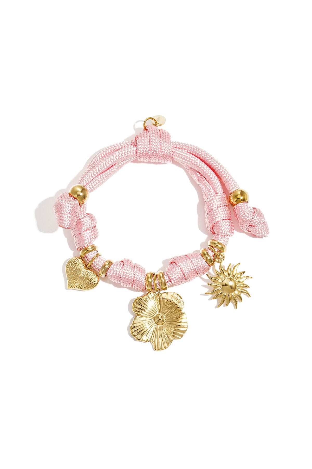 Touw armband met knoopjes en variërende charms