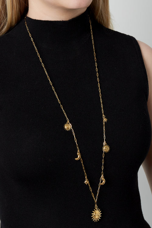 Zon Maan Ster lange ketting