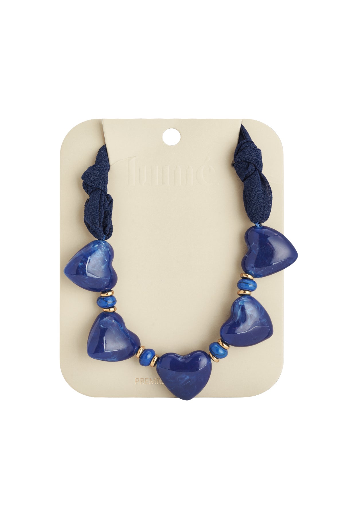Stoffen ketting met hartjes kralen