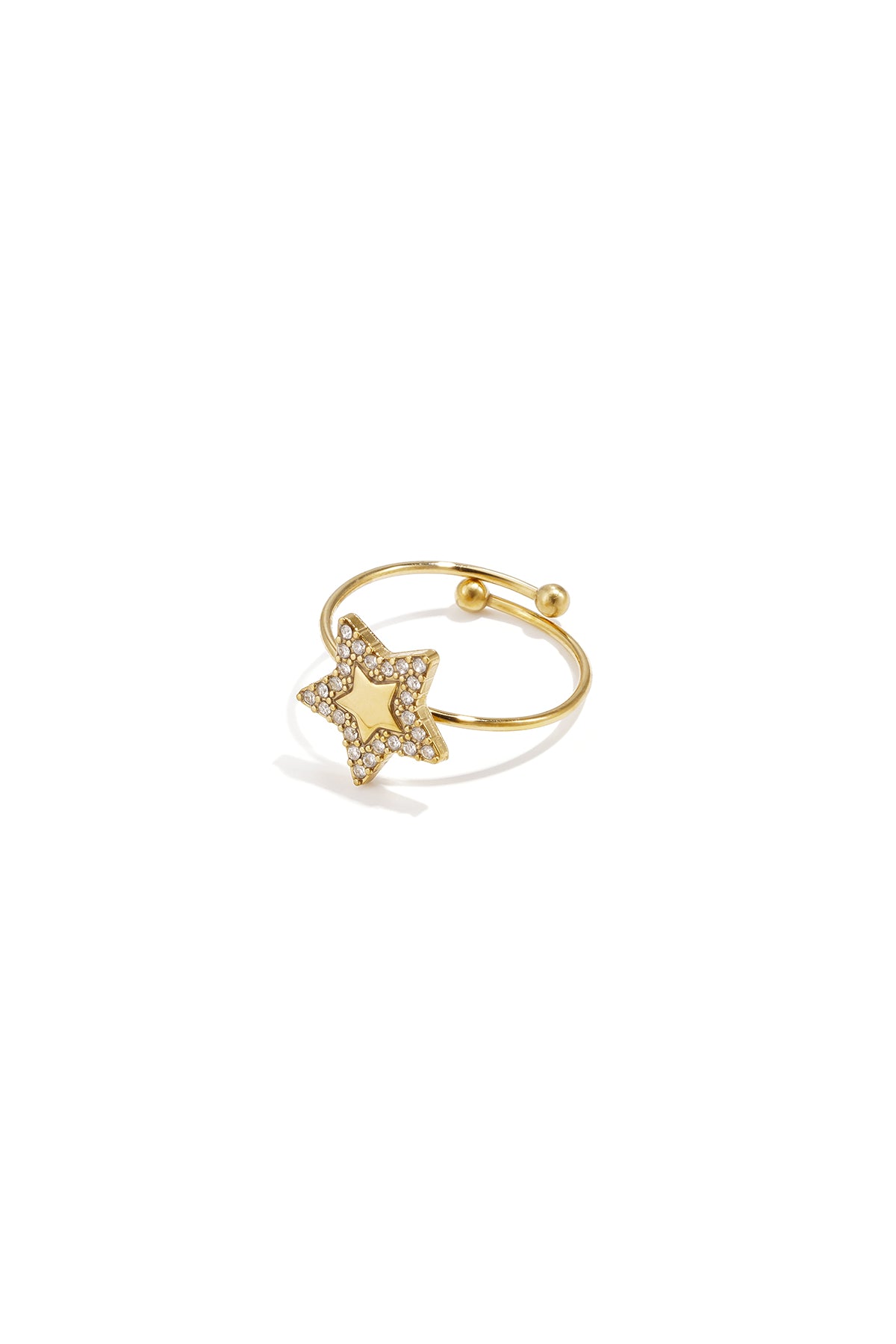 Elegant Gold-Toned Adjustable Star Statement Ring