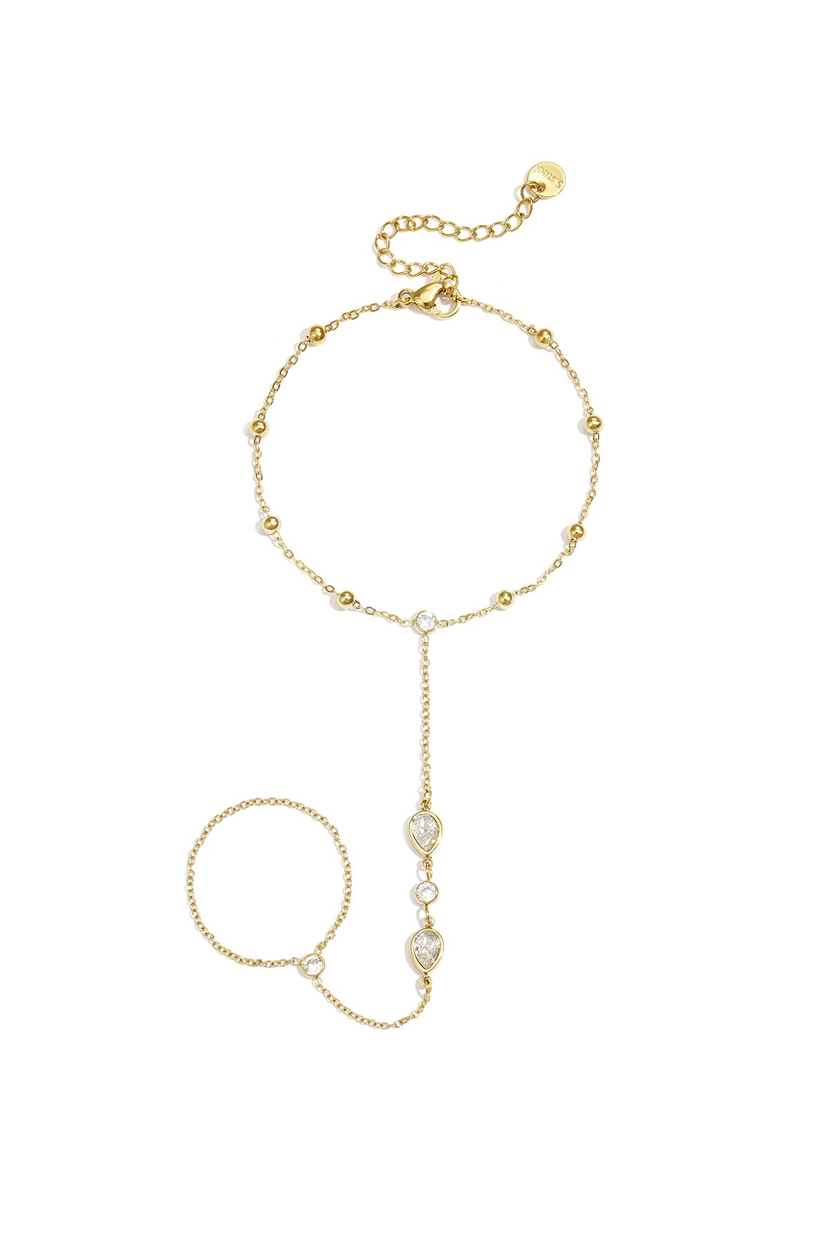 Handchain met druppelvormige statement stenen