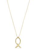 Lange ketting van roestvrij staal met vismotief, eenvoudige, alledaagse sieraden voor dames.