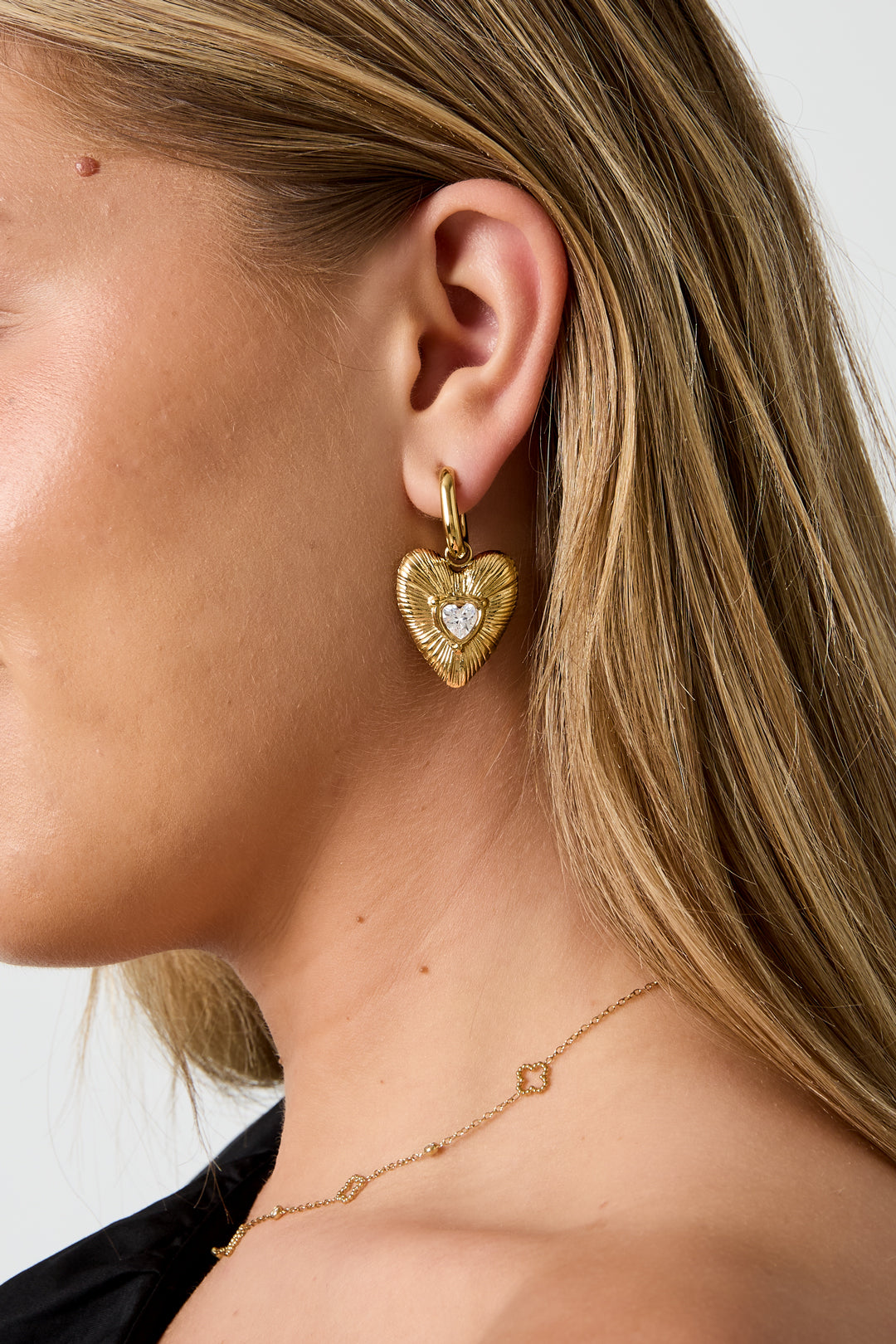 14K Gold Plated Heart Drop Earrings for Women
