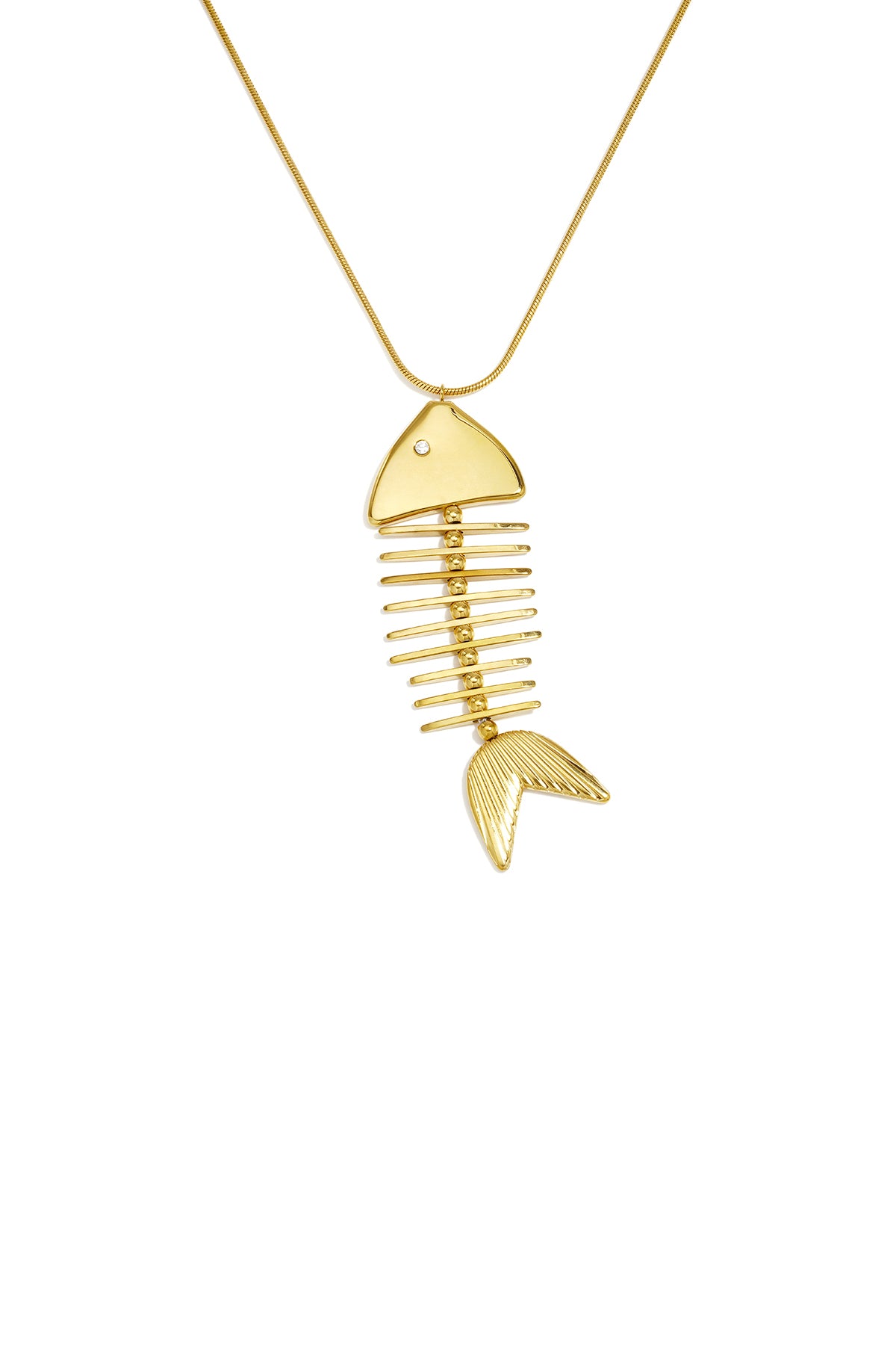 Lange roestvrijstalen kettingen met vismotief, eenvoudige dagelijkse sieraden uit de Simple Series voor dames.