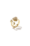 Elegant Adjustable Rhinestone Heart Ring