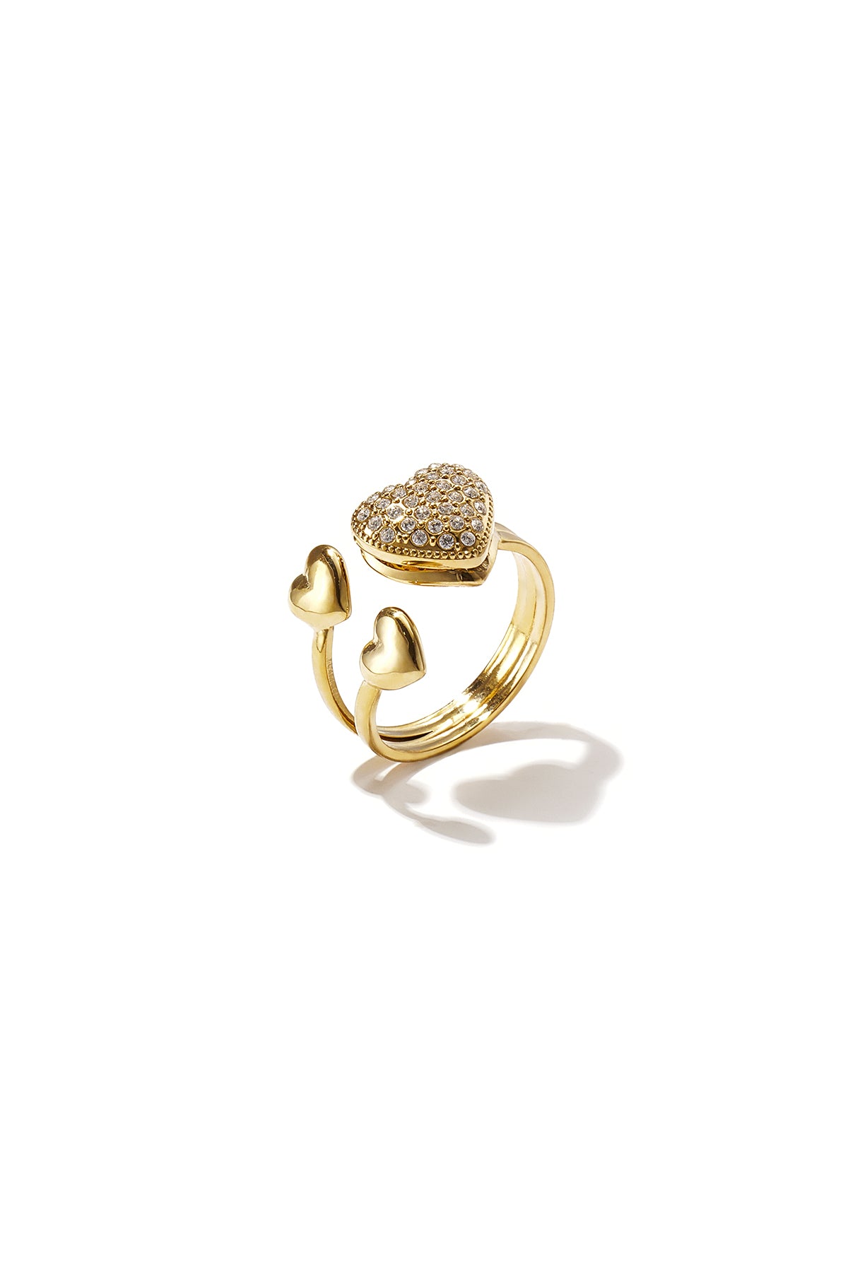 Elegant Adjustable Rhinestone Heart Ring