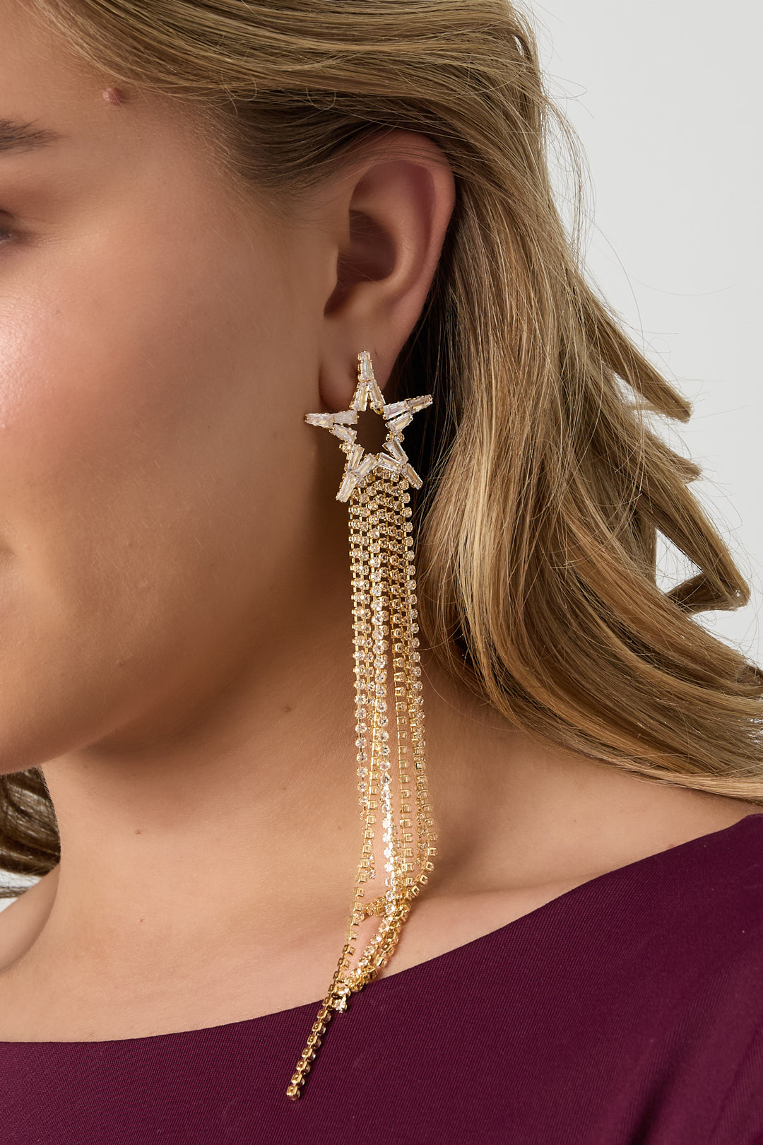 Koperen oorbellen met ster, elegante kerst, luxe serie, damessieraden