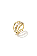 Luxurious Adjustable Rhinestone Ring in Silver & Gold