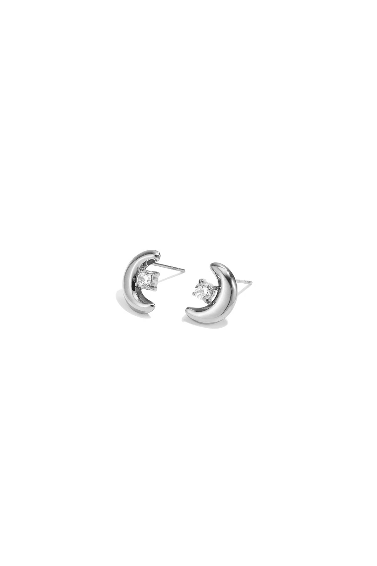 Elegant Moon Rhinestone Stud Earrings for Women