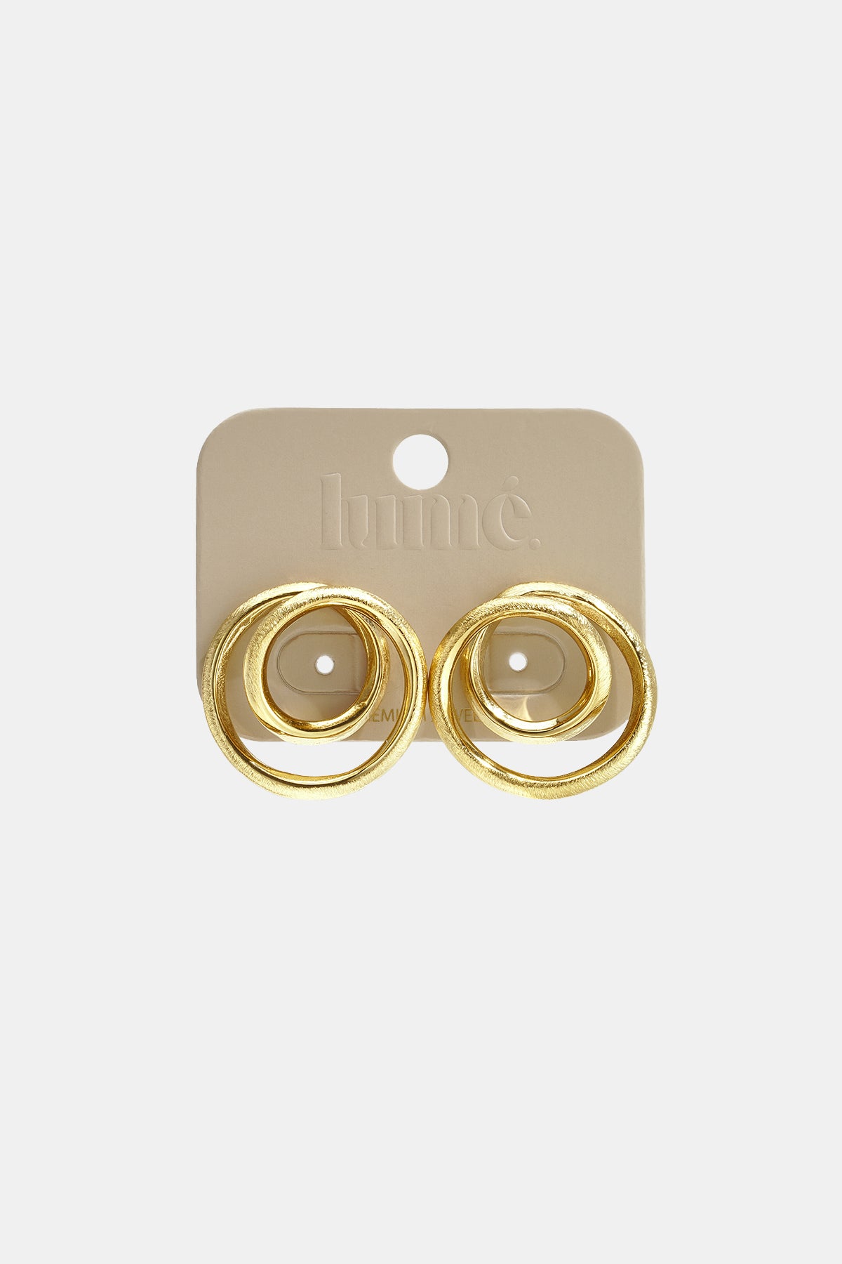Gouden oorbellen met twee cirkels, roestvrij staal dames sieraden voor dagelijks casual gebruik, eenvoudige stelling oorbel.