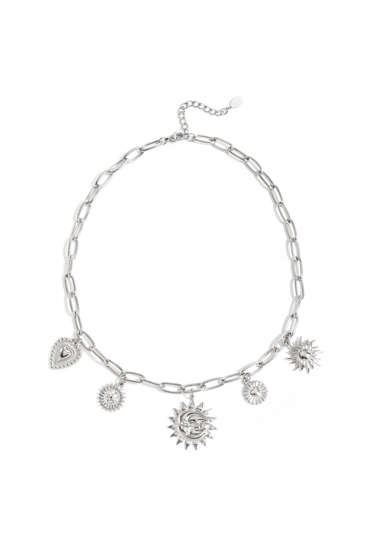 Ketting met zon en hart charms