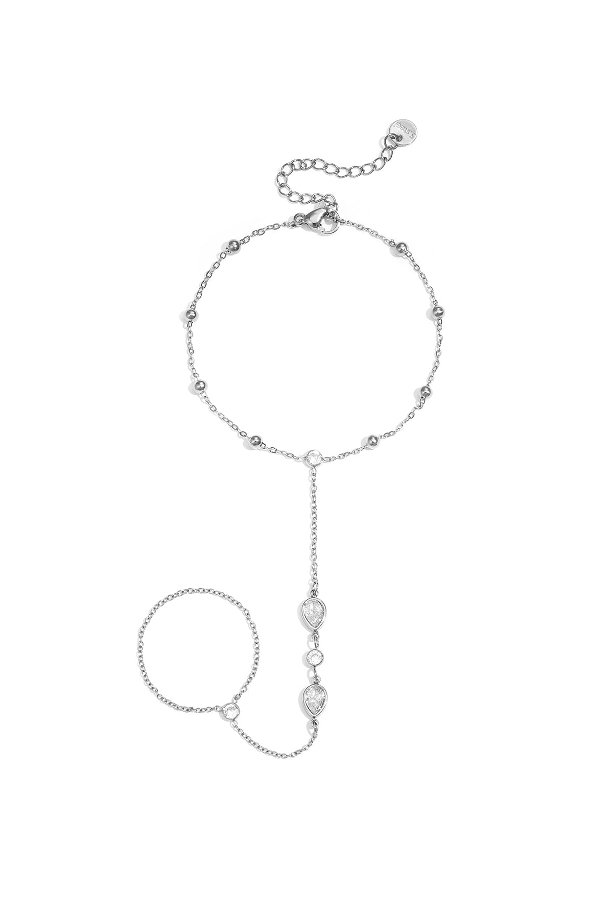Handchain met druppelvormige statement stenen
