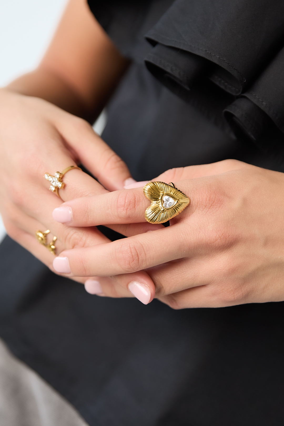 14K Gold Plated Adjustable Heart Ring