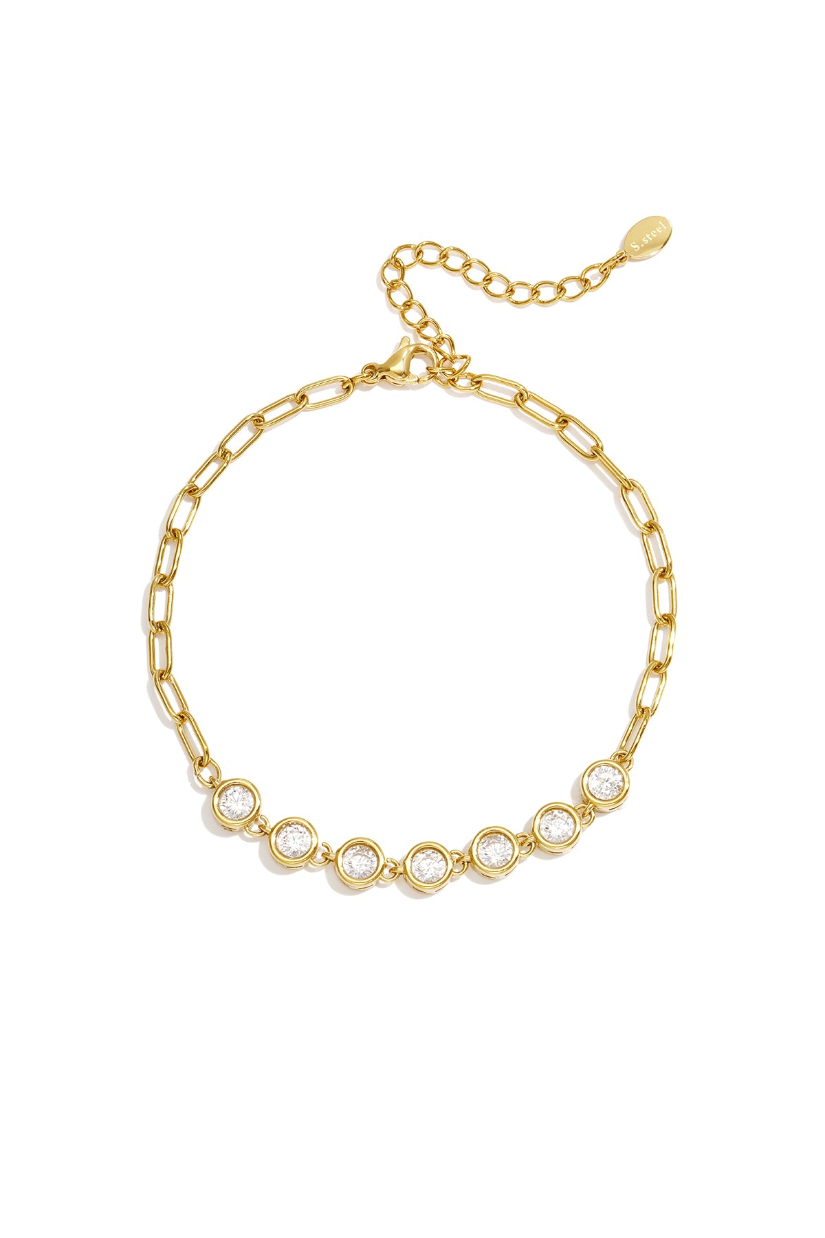 Bedelarmbanden van roestvrij staal, cirkelvormig, eenvoudig, Simple-serie, damessieraden