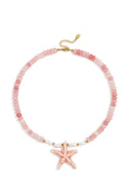 Elegant Pink Starfish Beaded Necklace for Summer