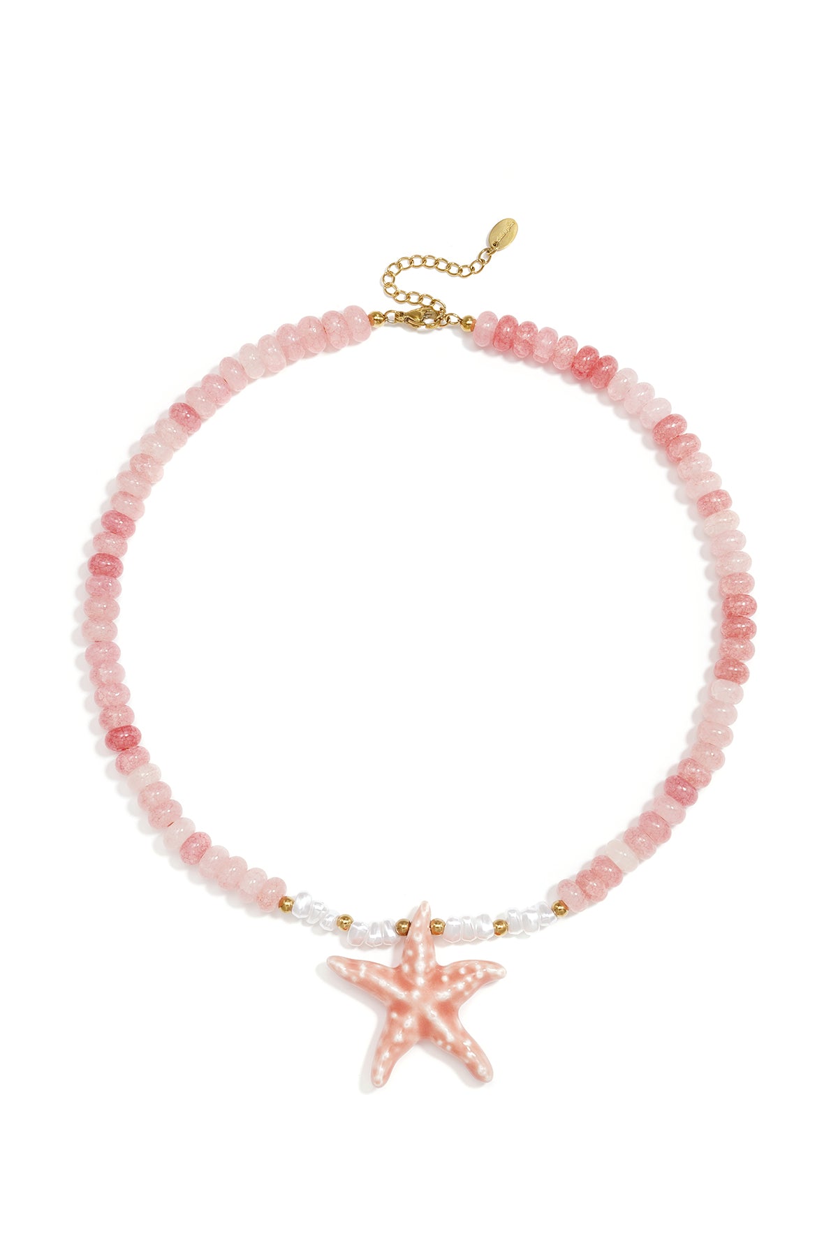 Elegant Pink Starfish Beaded Necklace for Summer