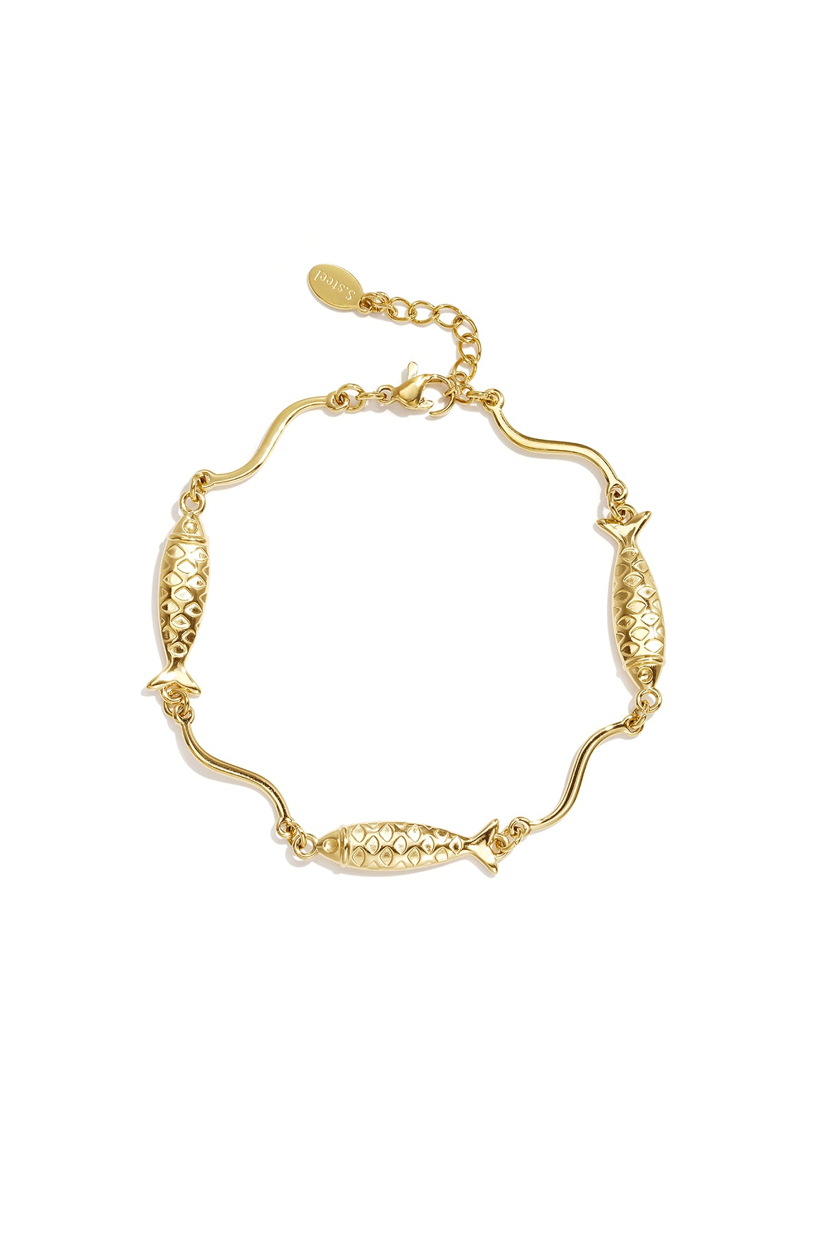 Elegant Gold Color Stainless Steel Fish Chain Bracelet
