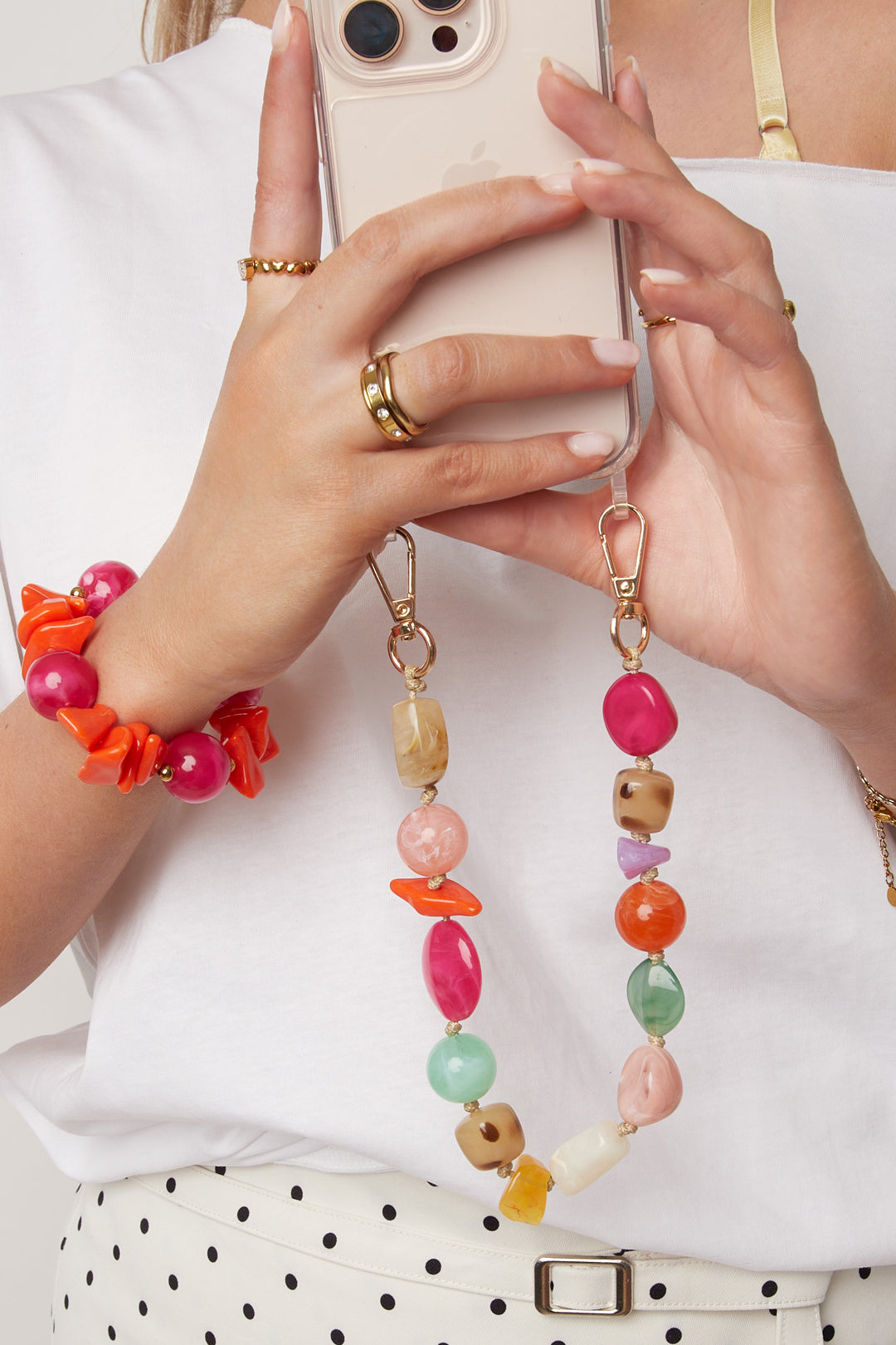 Telefoonketting met kralen, dagelijkse accessoires van acryl