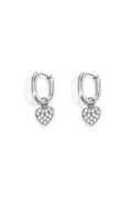 Squoval oorbellen met belegde harten charms