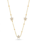 Gouden ketting met bloemenhangers en bolletjes, gemaakt van stainless steel, sieraden bloemenketting