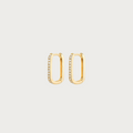 Gouden ovale oorbellen van stainless steel met glinsterende zirkonia steentjes, perfect accessoire voor dames.