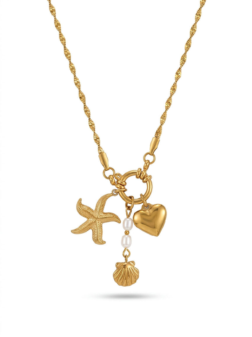 Starfish ketting gemaakt van duurzaam roestvrij staal, met een gedetailleerd en elegant zeester ontwerp, perfect voor dagelij