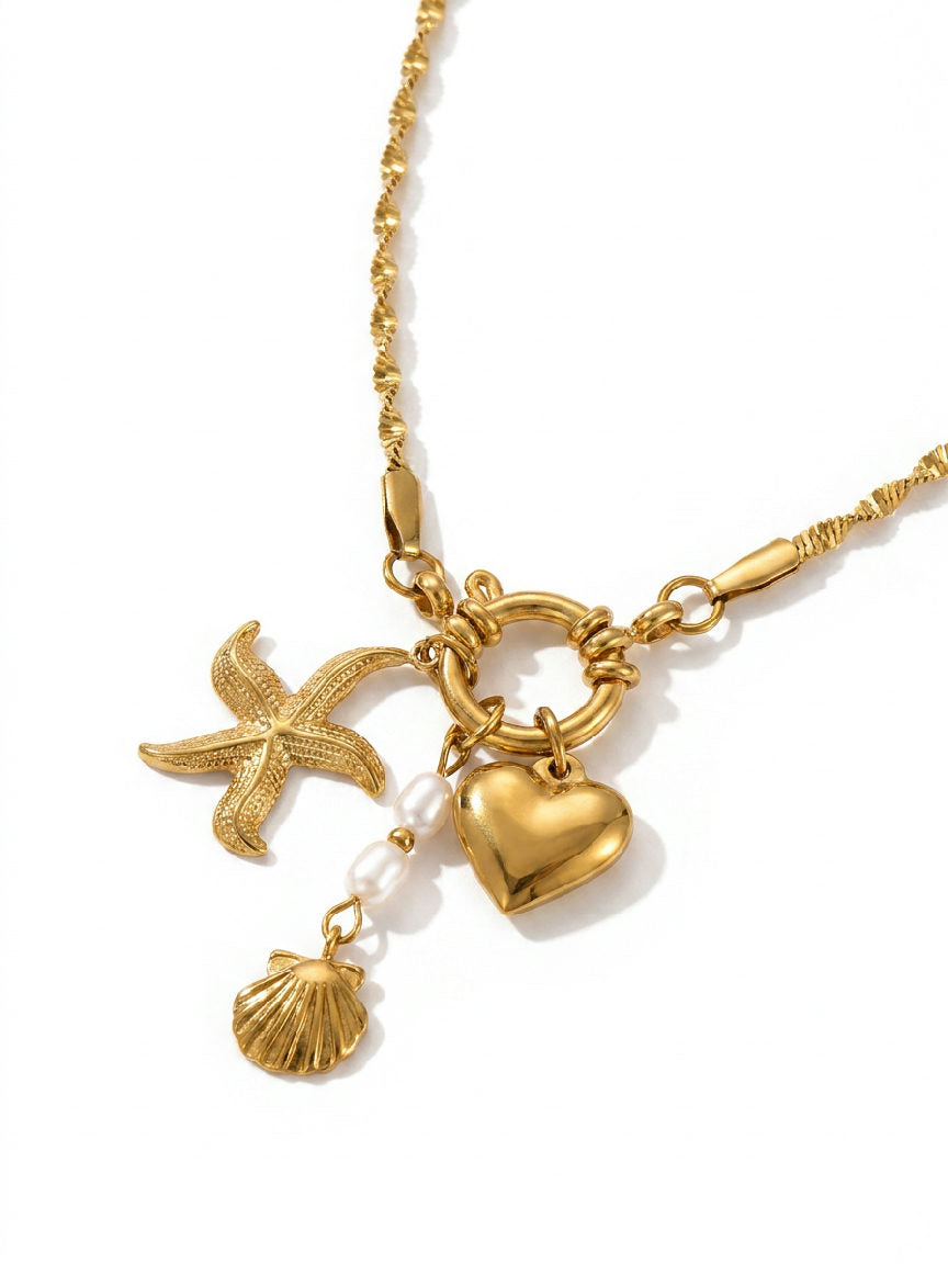 Glanzende zeester ketting van roestvrij staal, perfect voor een zomerse look