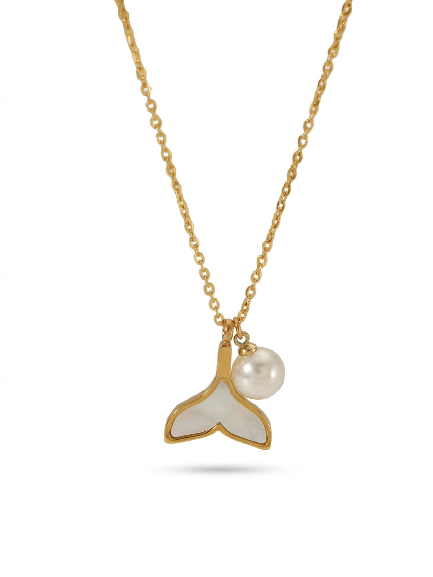 Elegante ketting van roestvrij staal met hanger in de vorm van een walvisstaart, geschikt voor dagelijks gebruik en een vleug